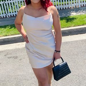 Satin cowl neck dress